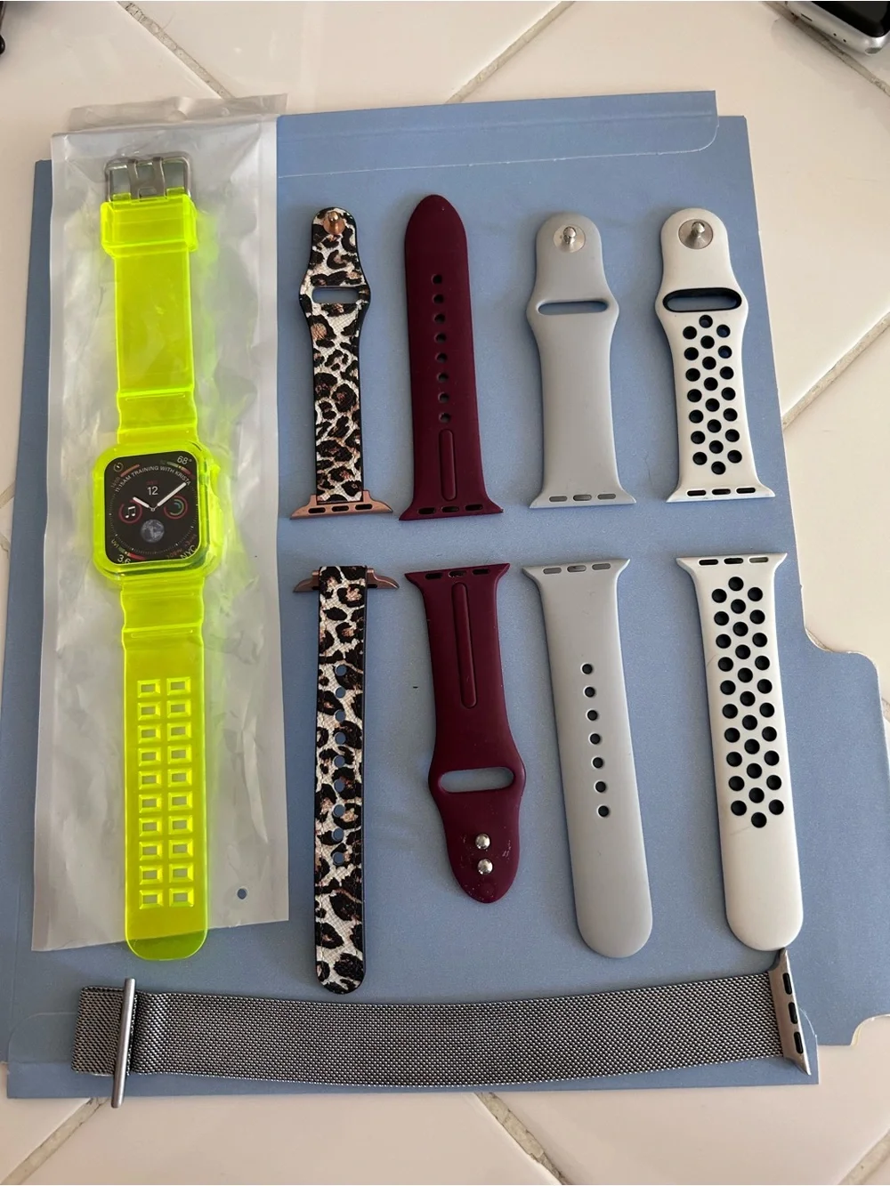 Apple Watch Silver Stainless Steel Case with multiple bands